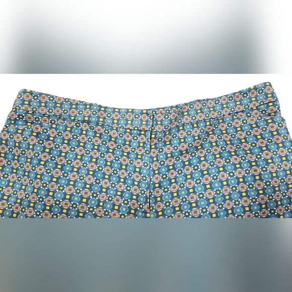 Madison Hill Pants Blue Yellow Geometric Straight Leg Preppy Cotton Stretch 14 - Picture 6 of 12